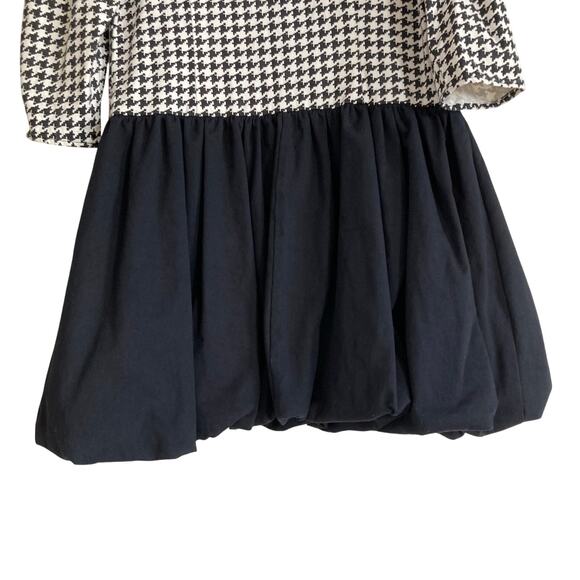 Vintage 80s Black White Houndstooth Double Breasted Bubble Hem Dress Sz Medium - Picture 11 of 16